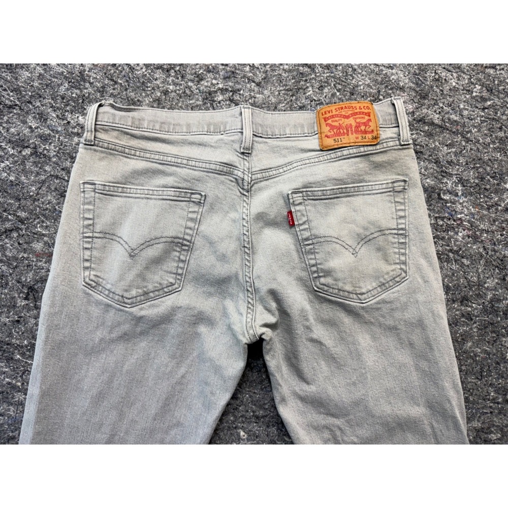 Levis 511 Slim Fit Jeans Mens 34x34 Light Gray Stretch Denim Pants 04511-3440 - Picture 14 of 16